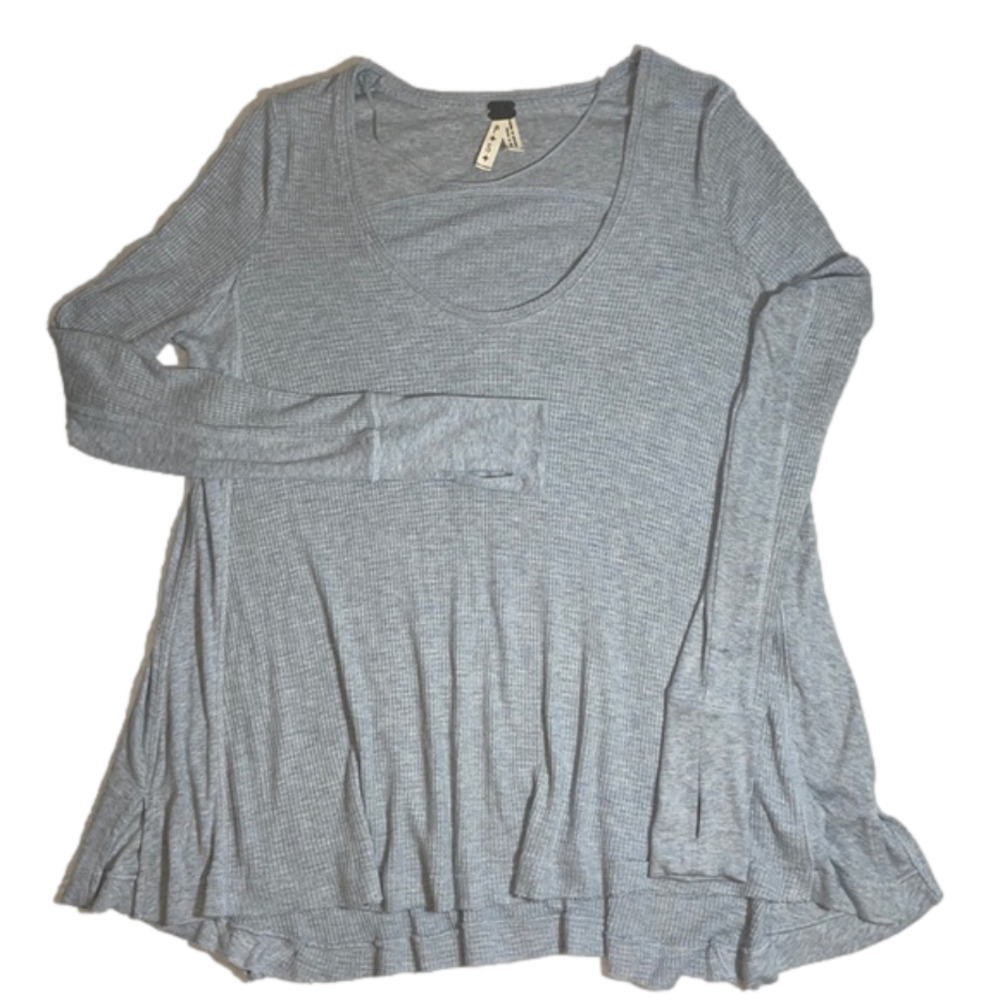 Free People We The Free Waffle Tunic Top Small Oversized Thumbholes Flowy Light